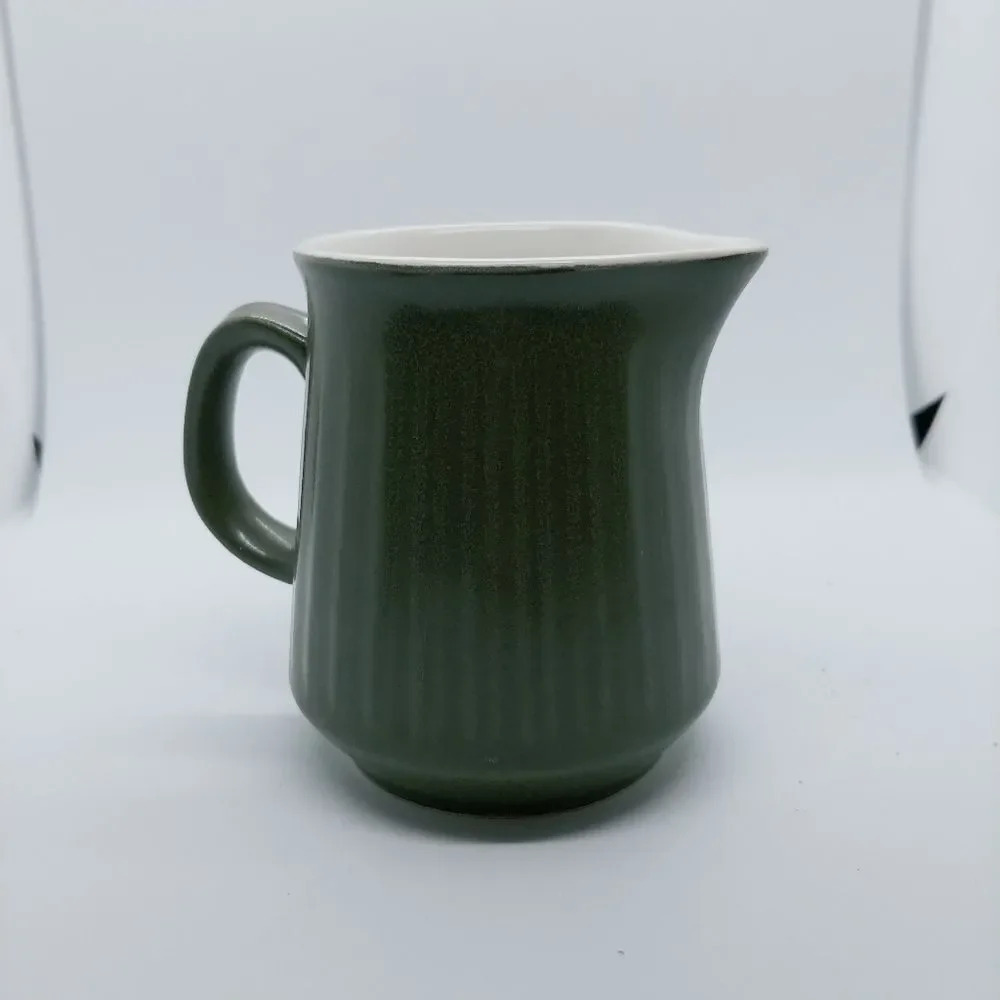 Casual Ceram Stoneware Creamer, Olive Green - Picture 3 of 4